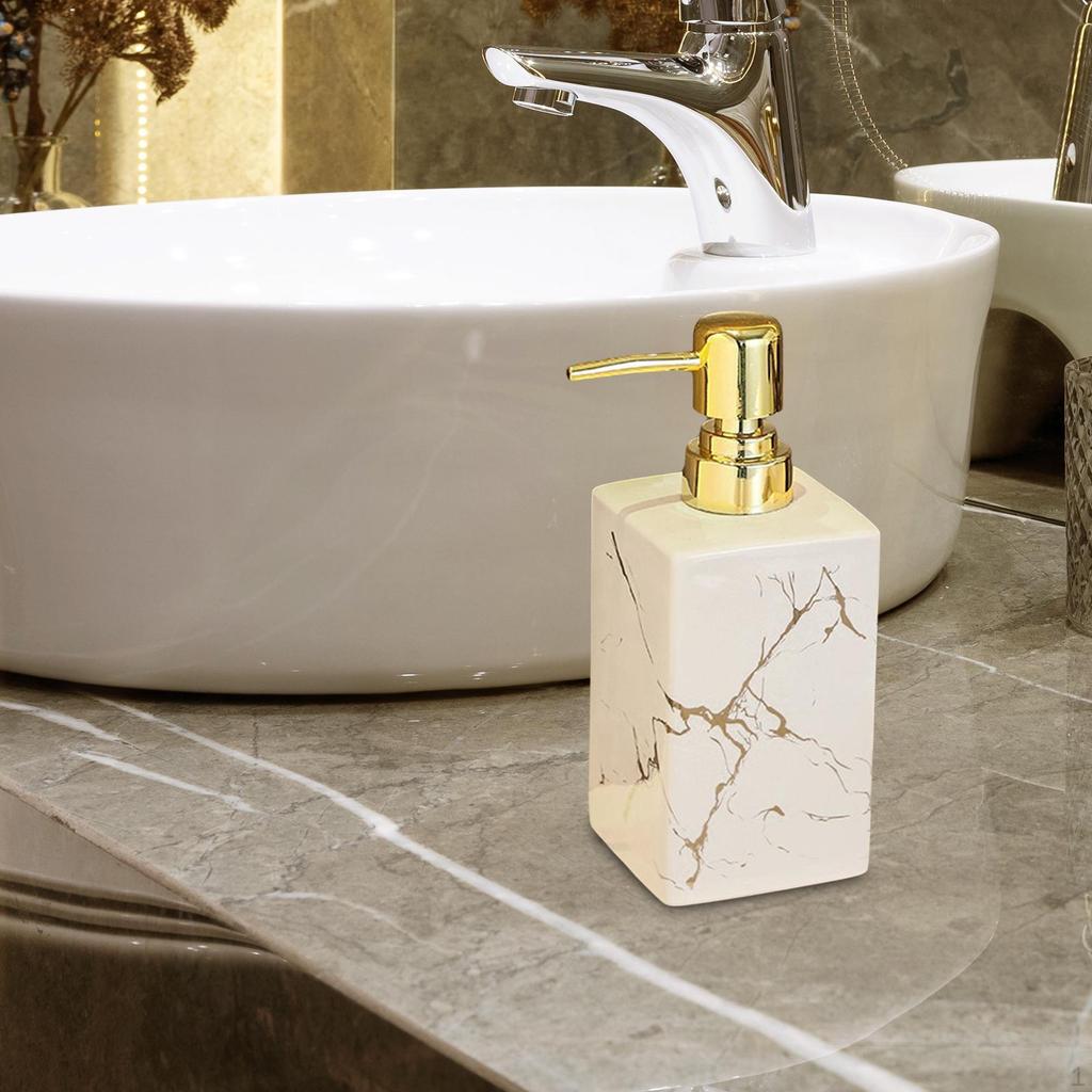 Ceramic Pump Soap Dispenser Bathroom Liquid Container 500ml for Laundry