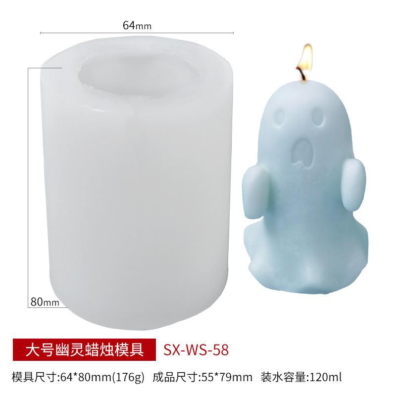 Halloween Ghost Groom Scented Candle Silicone Mold Spooky Skull Plaster Candle Making Mold
