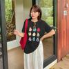 Large size women's creative three-dimensional cartoon fruit printing T-shirt summer loose age-reducing top 262801