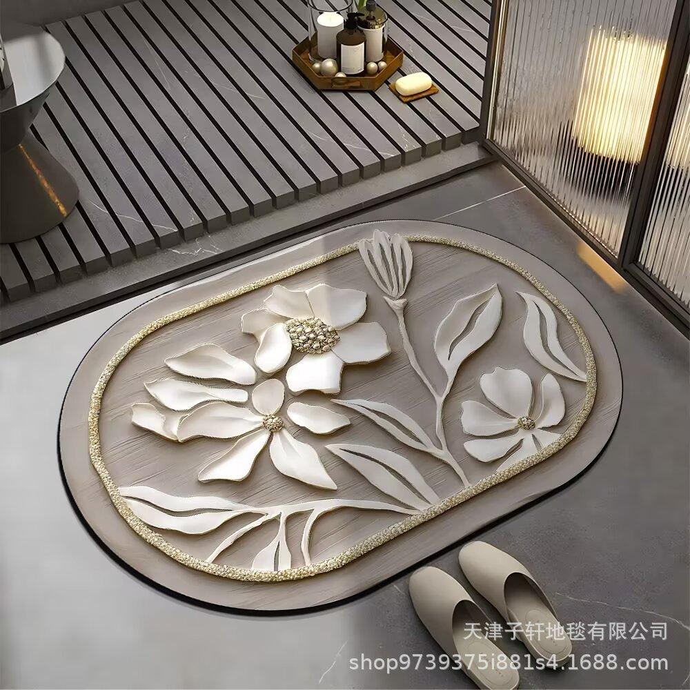 3D Butterfly Carpet Bathroom Entrance Mat Anti Slip and Absorbent Easy To Maintain Floor Mat