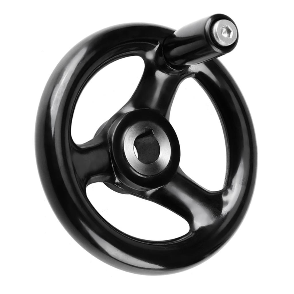 1 roată de mână rotundă neagră cu 3 spițe 12*100 mm pentru mașină de frezat strung