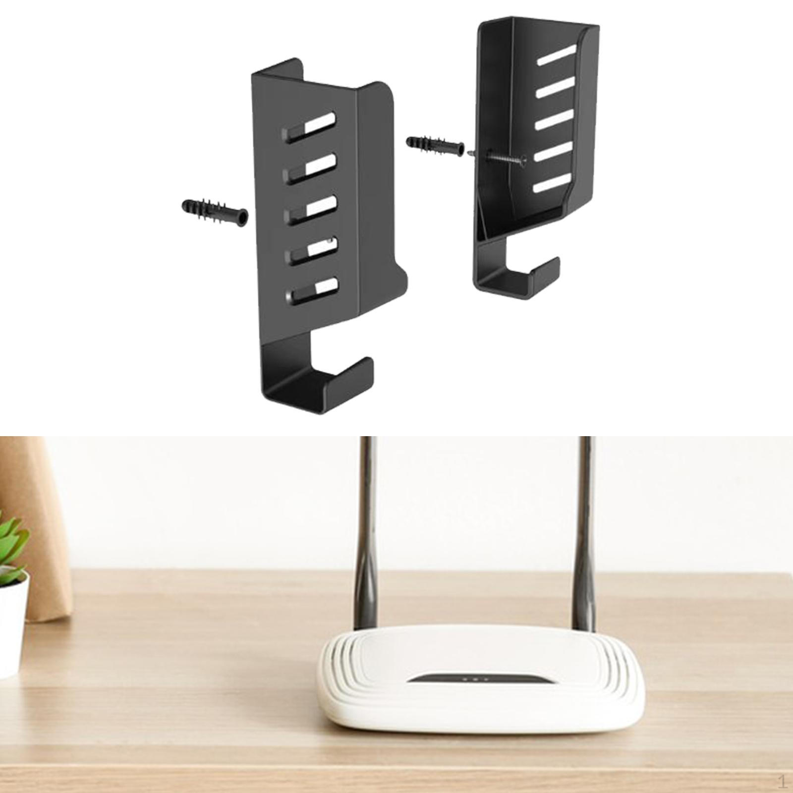 

Настінний тримач для маршрутизатора. Багатофункціональний домашній органайзер. Легка стійка для економії місця чорний