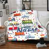 Custom Name Cute Cars Theme Printed Blanket - Perfect for Couch, Bed, Travel & Outdoor Use | Machine Washable, Cozy & Durable.