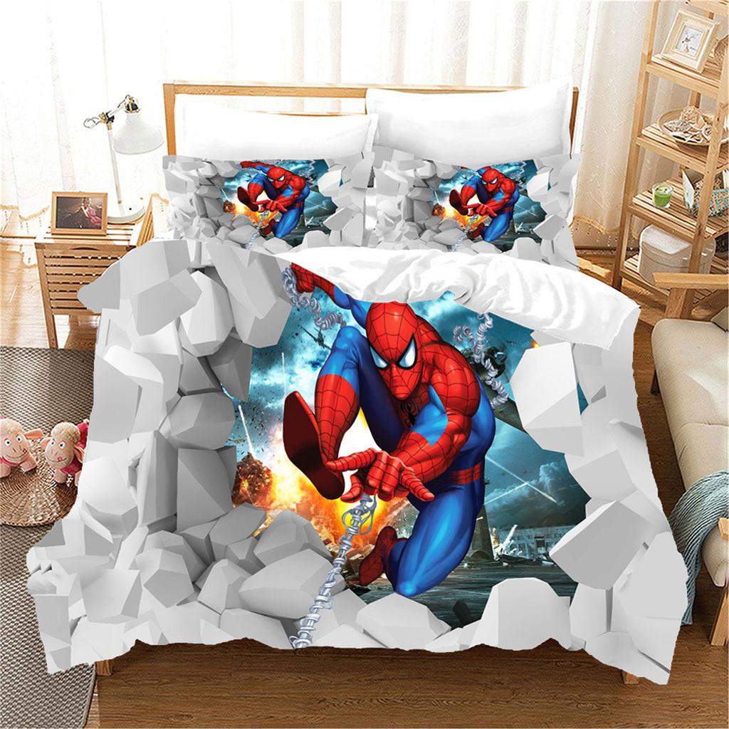 Spider Hero Man Anime Duvet Cover Set, Microfiber Duvet Cover Comforter Cover 2Pcs With Zipper Bedding Set For Boy'S Bedroom