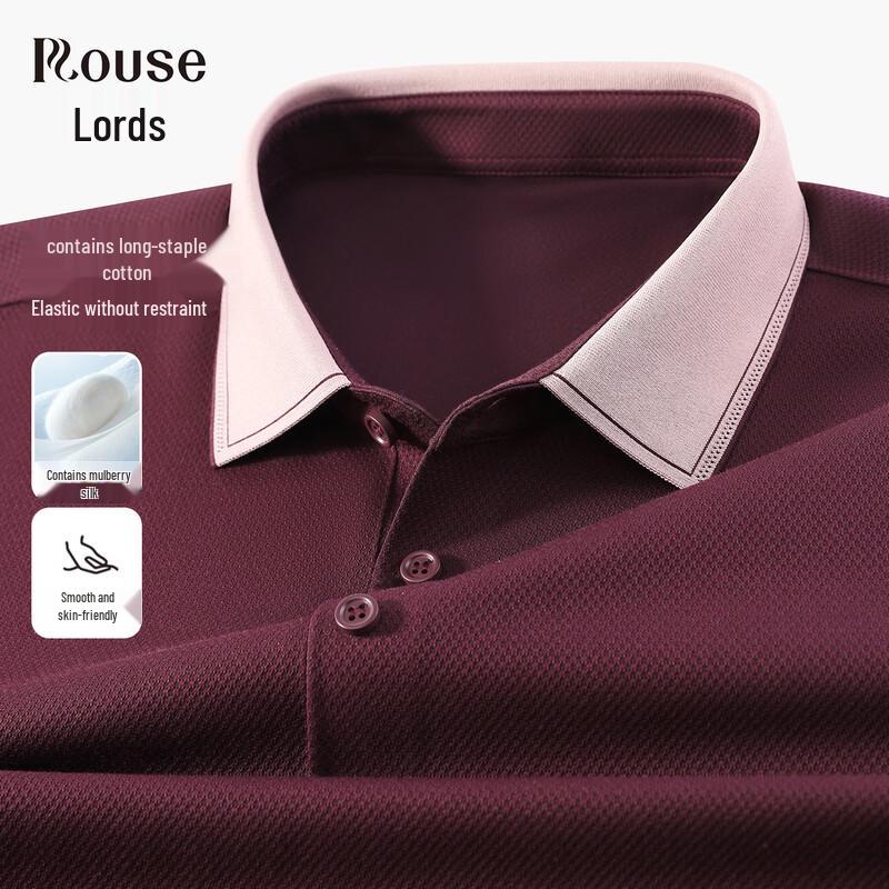 Luo Zi Men s Silk & Cotton Blend Short Sleeve Polo Shirt 2XL