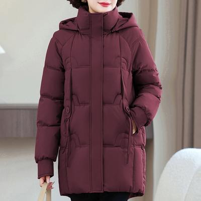 Plus Size Women's Long Parkas Winter Warm Jackets Hooded Elegant Loose Thick Outerwear Middle Age Woman Coat