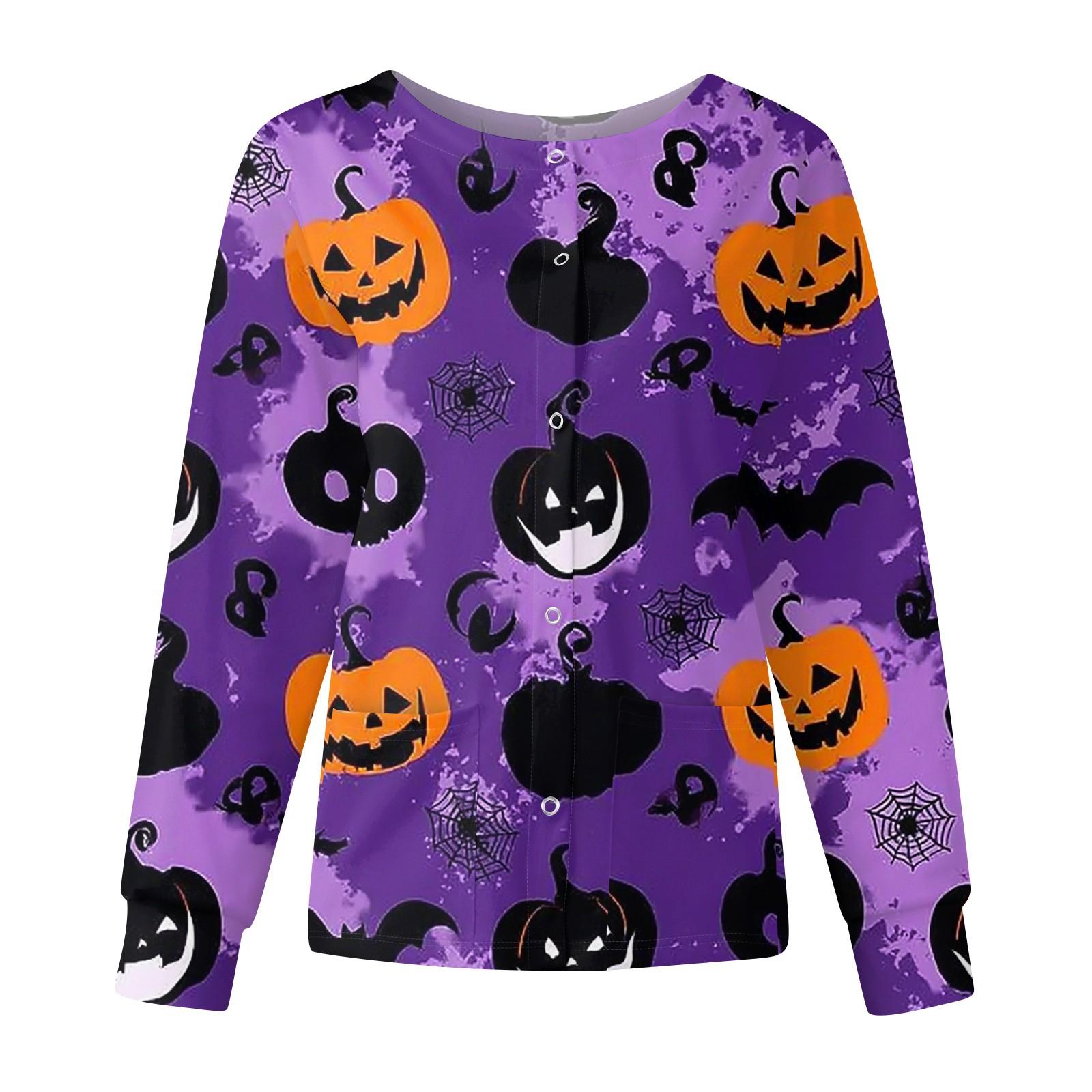 

Женская повседневная модная куртка с длинными рукавами, воротником-стойкой, однобортная, с принтом на Хэллоуин, рабочая куртка, топы XXXXL