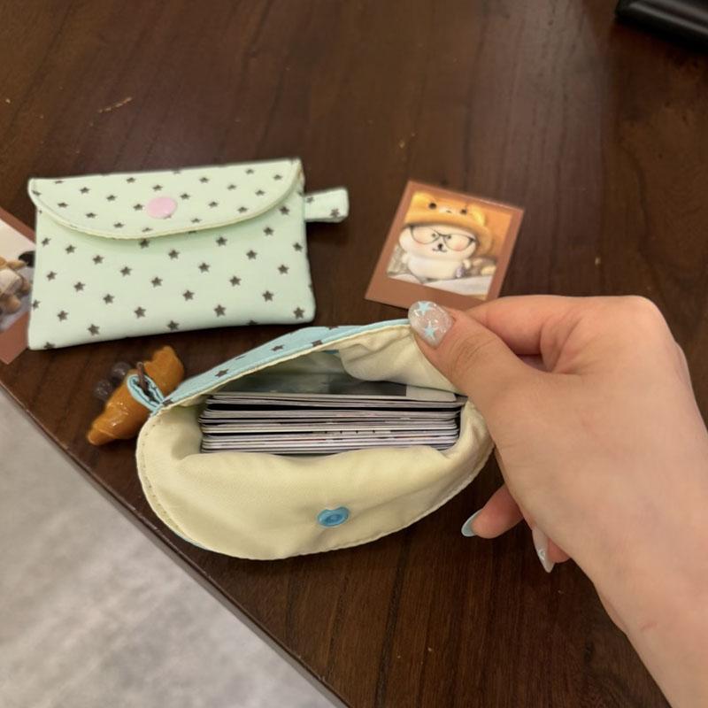 Cute Dot Star Coin Purse Mini Wallet Card Organizer Small Money Bag for Student Bus Bank ID Credit Cards Case