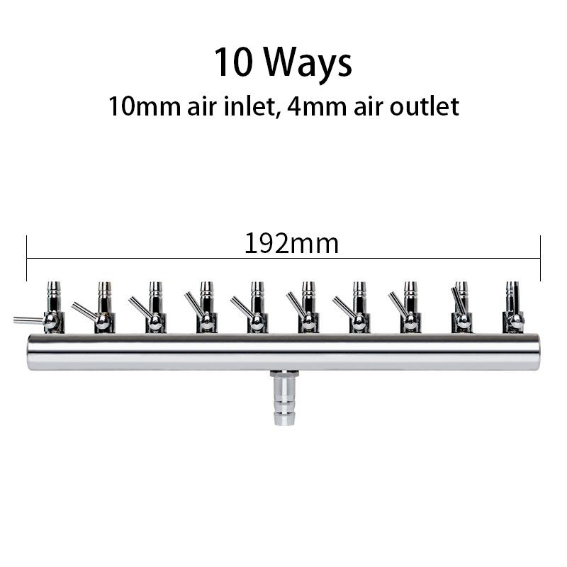 2/4/6/8/10/12Ways Stainless Steel Air Flow Splitter Distributor Pump Valves for Aquarium Air Splitter Valve Fish Tank Air Pump