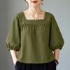 ZANZEA Women Square Collar Summer Casual 3/4 Sleeve Blouse