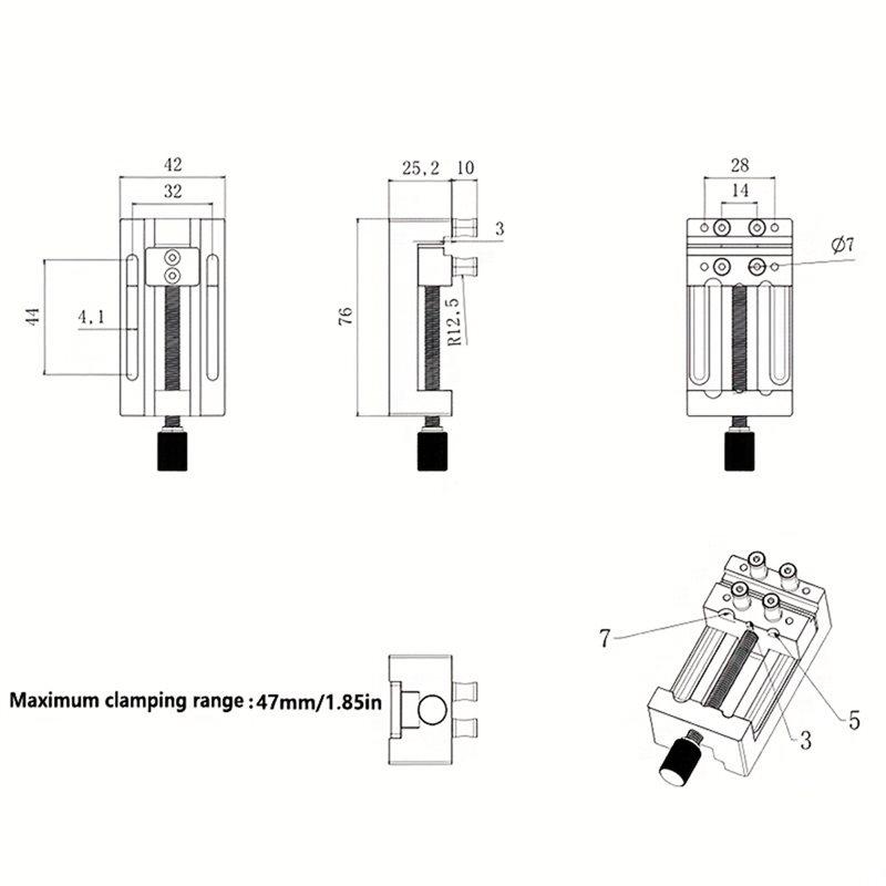A84E-1Pc Mini Drill Pressing Vise With Rubber Soft Jaws 0-47Mm Clamping Range For Crafts & Repairs