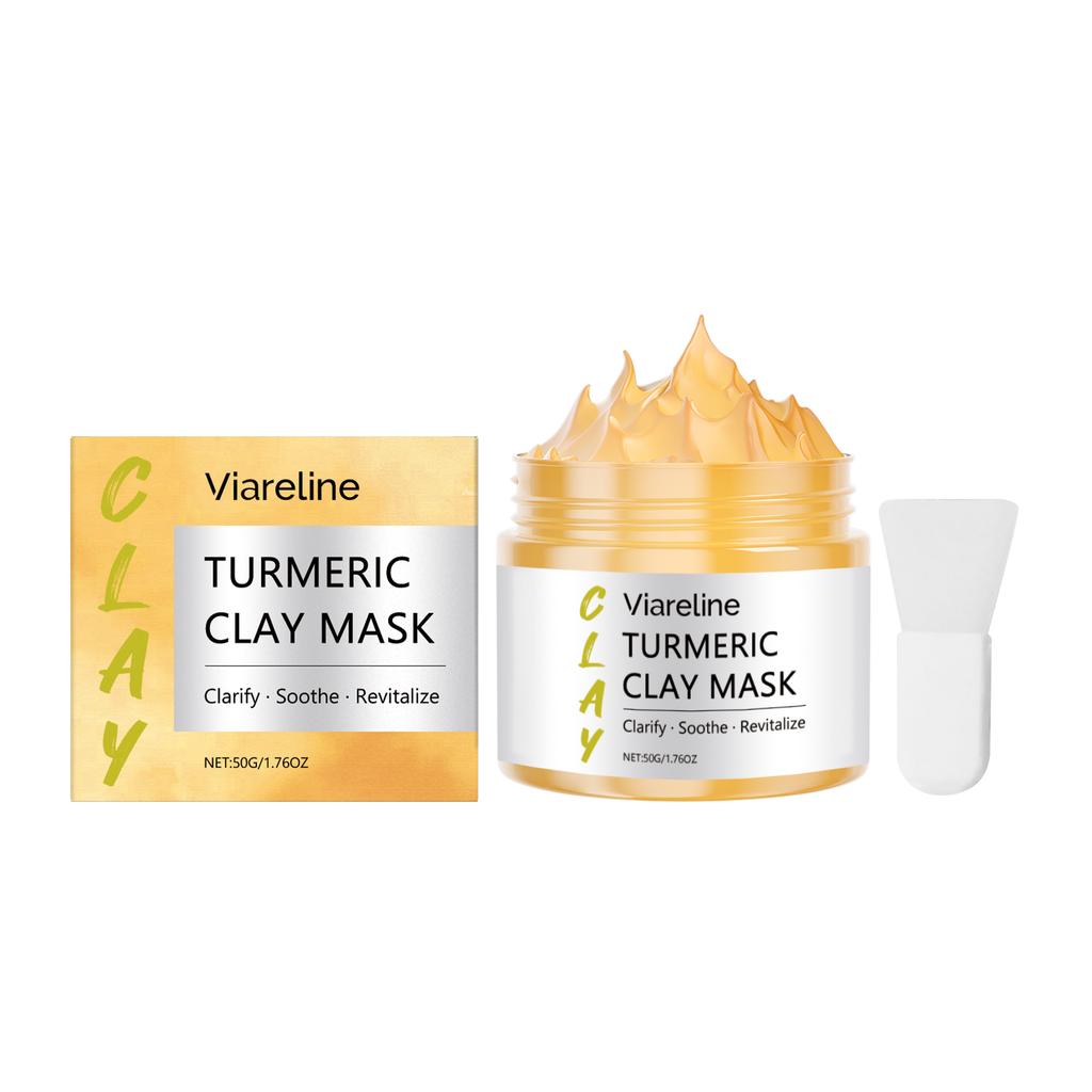 Maschera all'Argilla alla Curcuma per Illuminare e Pulire i Pori, Maschera all'Argilla Idratante Rassodante con Niacinamide per Tutti i Tipi di Pelle