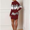 Rochie Elegantă de Damă cu Mâneci Lungi Tip Patchwork, Călduroasă, Toamnă Iarnă, Rochie Pulover Tricotată cu Coaste, Rochii Mini Casual Tip Pulover