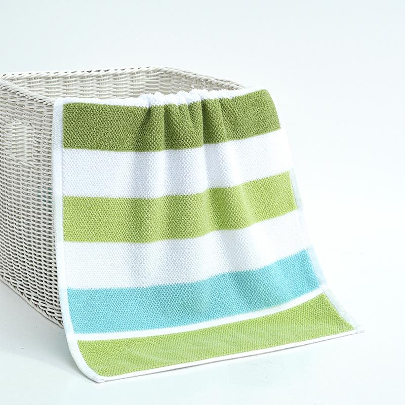 Jie Liya Pure Cotton Absorbent Towel - Fresh Stripes, 70x34cm Bath Washcloth.