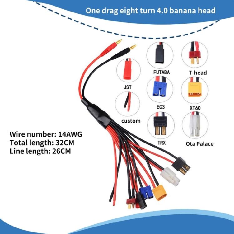 1 to 8 Charging Cable Plug Line for Battery EC5 EC3 XT60 Plug Multiple Charging Convert For b6