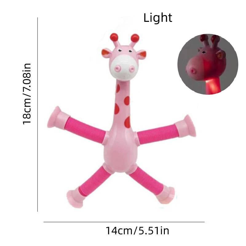 Long-necked Giraffe Stretching Toy With Suction Cup And Glow-in-the-dark Feature