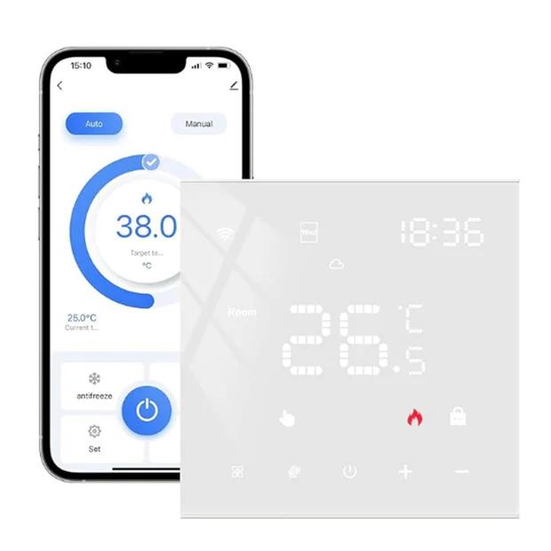 

1 Комплект Умный WiFi Термостат Для Водяного Напольного Отопления и Газового Котла, Программируемый Комнатный Термостат С Сенсорным Экраном белый