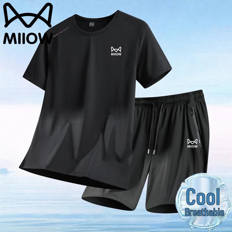 MIIOW Men's Summer Casual Short Sleeve T-Shirt & Shorts Set