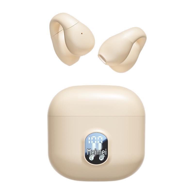 M67 True Wireless Clip-On Bluetooth Earbuds with Ultra-Long Battery Life, Charging Case, and Digital Display