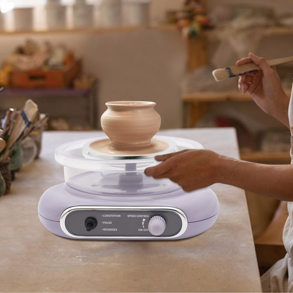 Bymaocar Electric Adjustable Speed Pottery Making Machine, Mini Pottery Wheel Set Equipment, DIY Pottery Handmade Making Tools