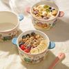 Cute Yogurt Binaural Bowl,New TCeramic Ableware for Home Use,Soup Breakfast,Oats,Fruit Salad Bowls,Halloween Christmas Gifts
