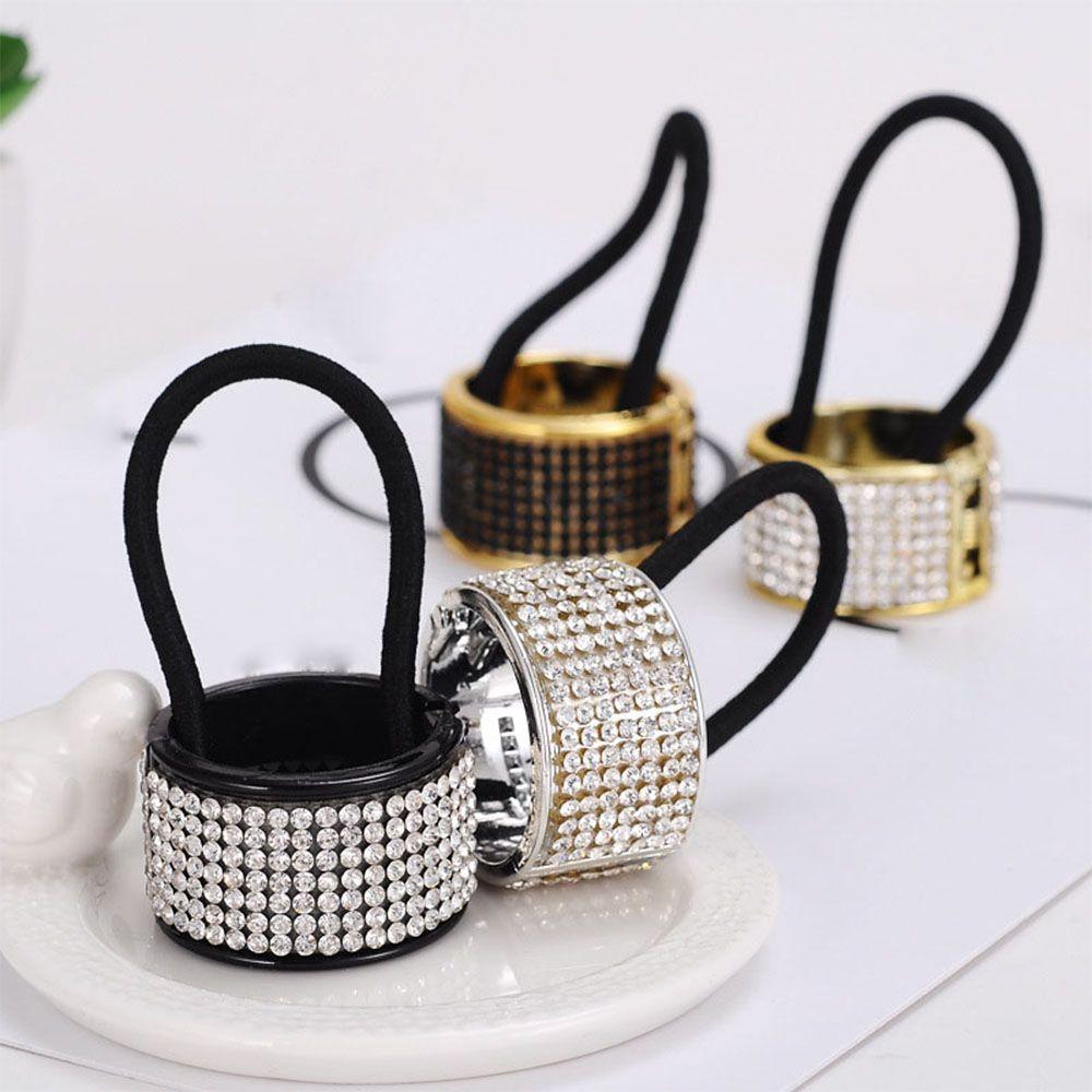Holders High Elasticity Pearl Ponytail Holder Crystal Gum Hairband Buckle Cuffs Hair Ring Headwear