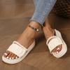 BCEBYL Summer Casual Fashion Round Toe Flat Bottom Increased Beaded Comfortable Solid Color Non-slip Wear-resistant Slippers