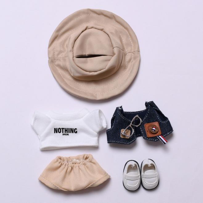 For Labubu Pendant First And Second Generation Labubu Denim Vest Glasses Set Labubu Doll Clothing Replacement Collection