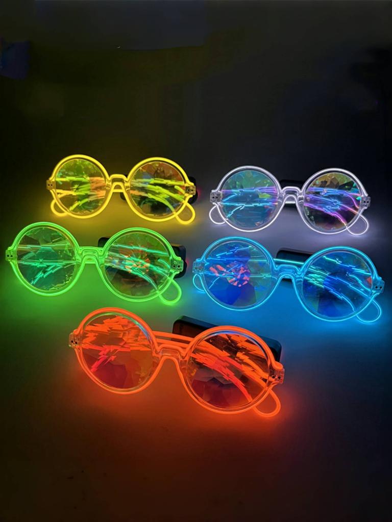 LED Disco Tanz Leuchtende Brille Coole Kaleidoskop-Technologie für KTV Bar Elektrische Silben Atmosphären-Requisiten Ohne
