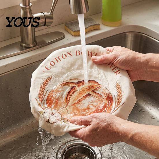 Breathable Cotton Fermentation Cloth Sourdough Starter Jar Cover, Reusable Elastic Dough Bowl Proofing for Baking Fabric And Food Preservation Plastic