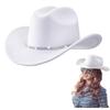 Unisex Cowgirl Hats with Triple Rhinestones Decors Soft Acrylic Fabric Camping Concerts Daily Use Costume Accessory