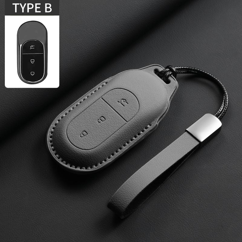 

Original Car Color Car Key Case Cover For Leapmotor B10 C11 C01 Leather Car Smart Remote Key Anti-Scratch Protection Accessories