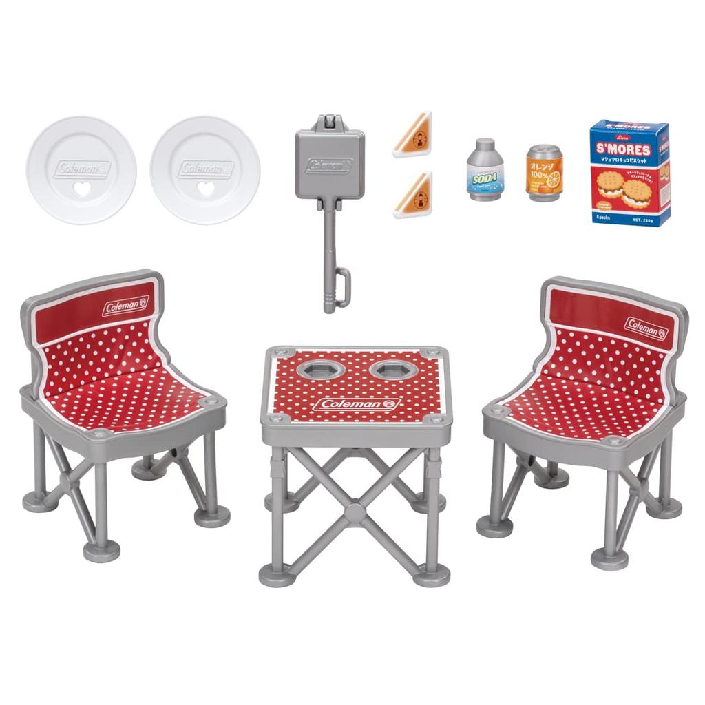 TAKARA TOMY Camping Chair Table Set with Play Toy Ages Licca-chan LF-09 & (Collaboration Coleman) Dress-up 3+