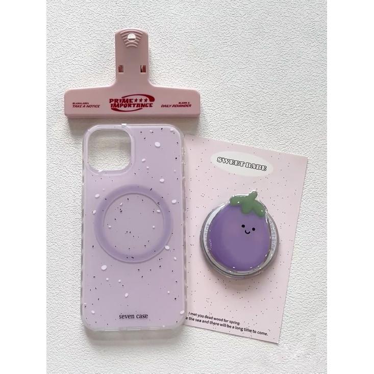 Magnetic Holder Phone Case for Apple iPhone 16 ProMax- Creamy Yellow Green Apple Pear Stand Silicone Phone Cover for iPhone