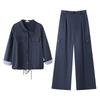 A Two-piece Set of Oversized Women's Autumn and Winter Versatile Drawstring Design Coat and Cargo Pants