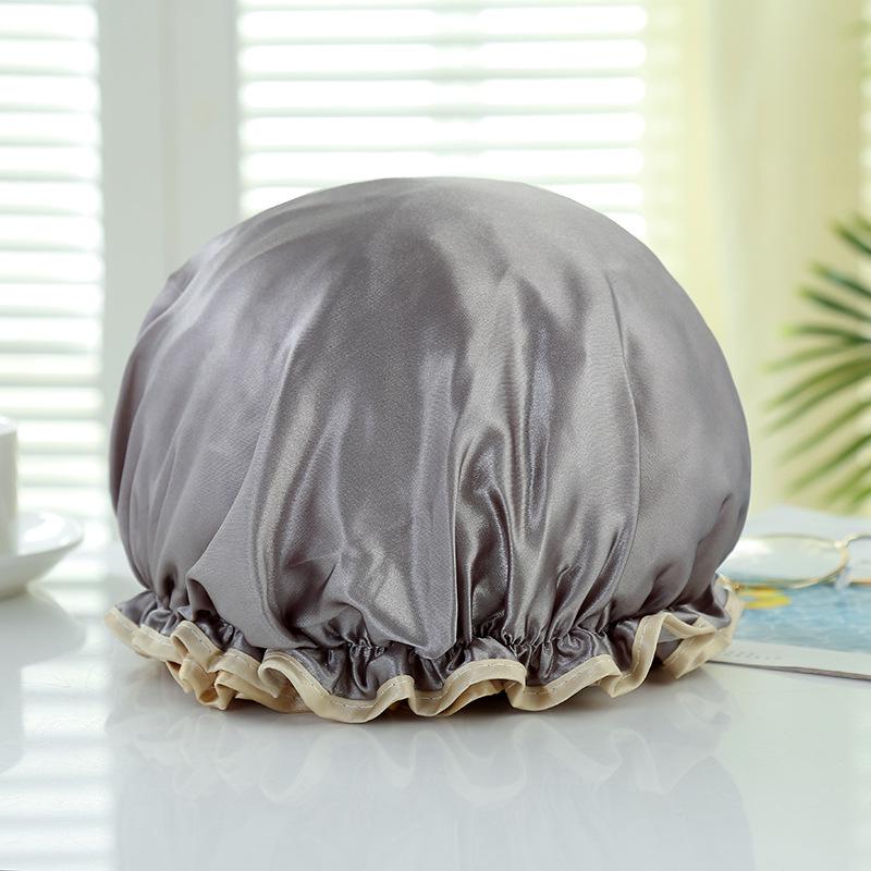 Double-Layer Waterproof Adult Bath & Hair Cap - Makeup, Kitchen, Anti-Oil, Thickened; Customizable Logo