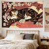 Ukiyoe Style Cat Wall Tapestry Cherry Blossom Butterfly Design 2D Artwork Ideal Decor for Living Room Bedroom  Outdoor Use