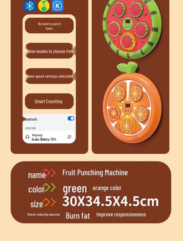 Smart Bluetooth Fruit-Themed Boxing Wall Trainer for Kids