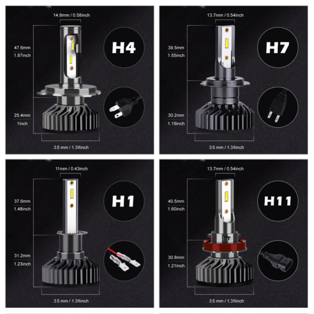 2pcs/set 12V LED Headlight H1H7H9H4 9012 9006 9005 H3 3000-8000K 20000LM High Brightness Headlamp Fog Lamp Bulb Car Accessories