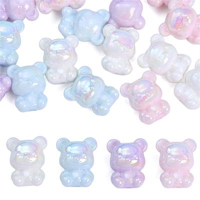 4 pezzi 17*21mm Orsetti Acrilici Ciondoli Perline Lente Distanziatrici per Orecchini Braccialetti Collane Portachiavi Accessori per Creazione Gioielli Fai da Te