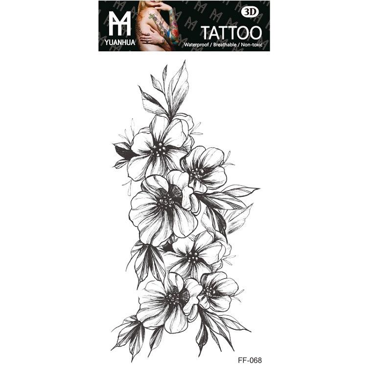 Plain Flower Bohemian Blue Rose Mermaid Waterproof Tattoo Sticker Simulation Water Transfer Sample Sticker