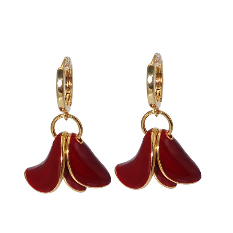 Red Flower French Gentle Atmospheric Light Luxury Premium Enamel Drop Glaze Spring Morning Flower