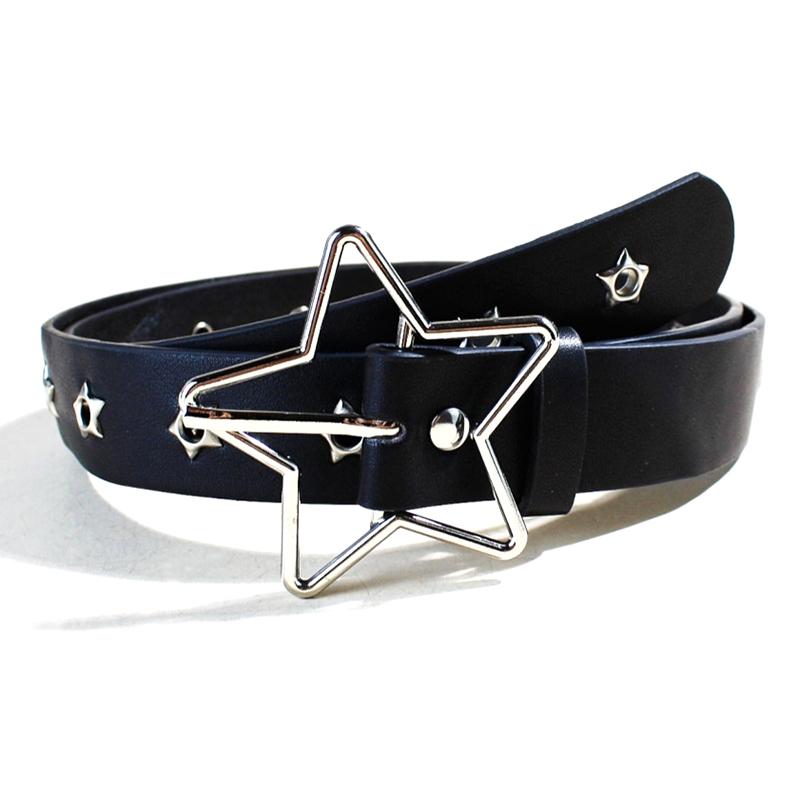 Vintage Belts For Women Punk Waistband Y2K Female Rivet Belt Pu Leather Pin Buckle Waistband Jeans Belt Pentagram Eye Rivet Belt