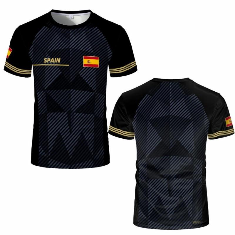 Maglia Grafica Bandiera Spagnola Moda Stampa Geometrica Asciugatura Rapida T-shirt Calcio Uomo Donna Sport Allenamento Casual Traspirante Top