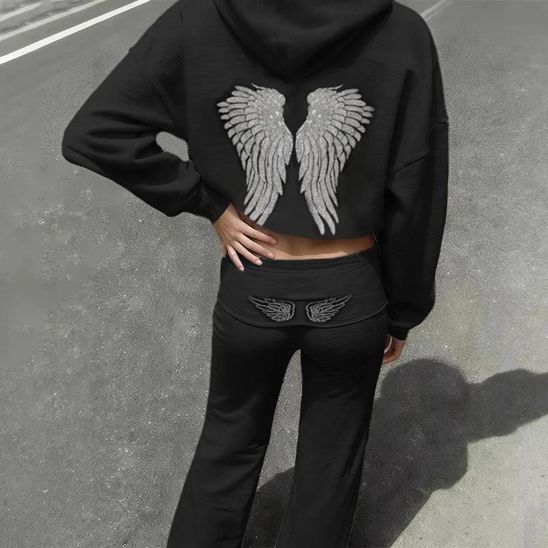 Spring Autumn Women`s Hoodie Trousers 2piece