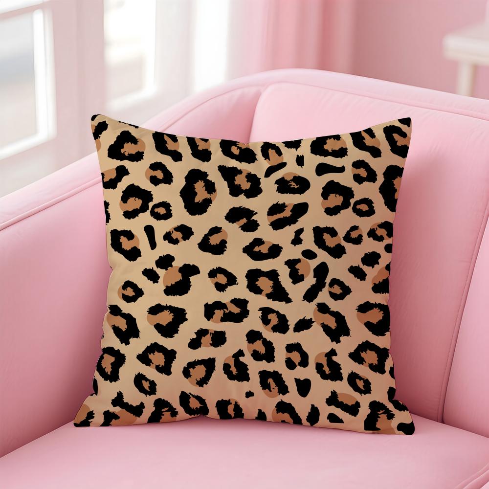 leopard print texture Cushion Cover Pillow Case Soft Friendly Fabric Concealed Zipper