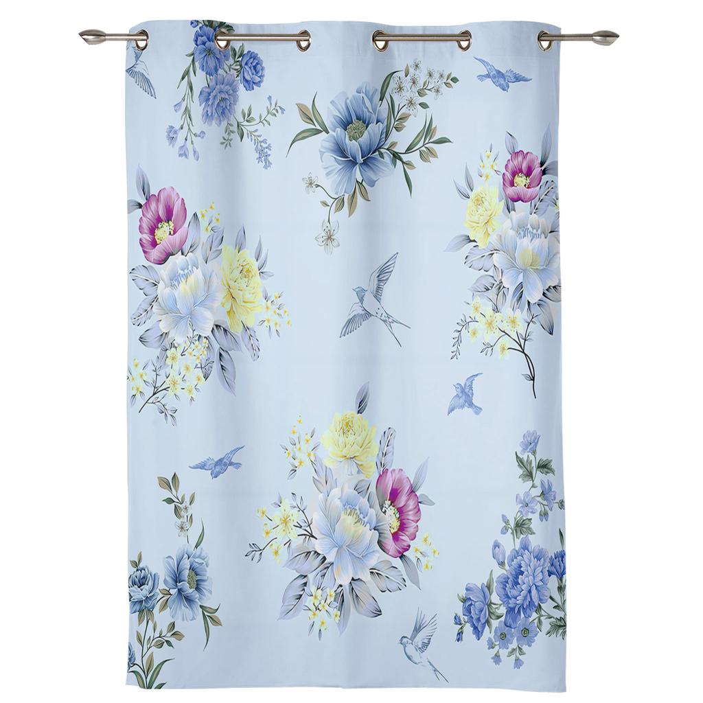 Blume Vogel Blatt Fenster Vorhang Wohnzimmer Luxus Volant Vorhang für Schlafzimmer Zuhause Küche Dekor Vorhang