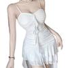 French Ruffle Edge Splicing Suspender Dress Slim and Thin Irregular Skirt Seaside Beach Dress New