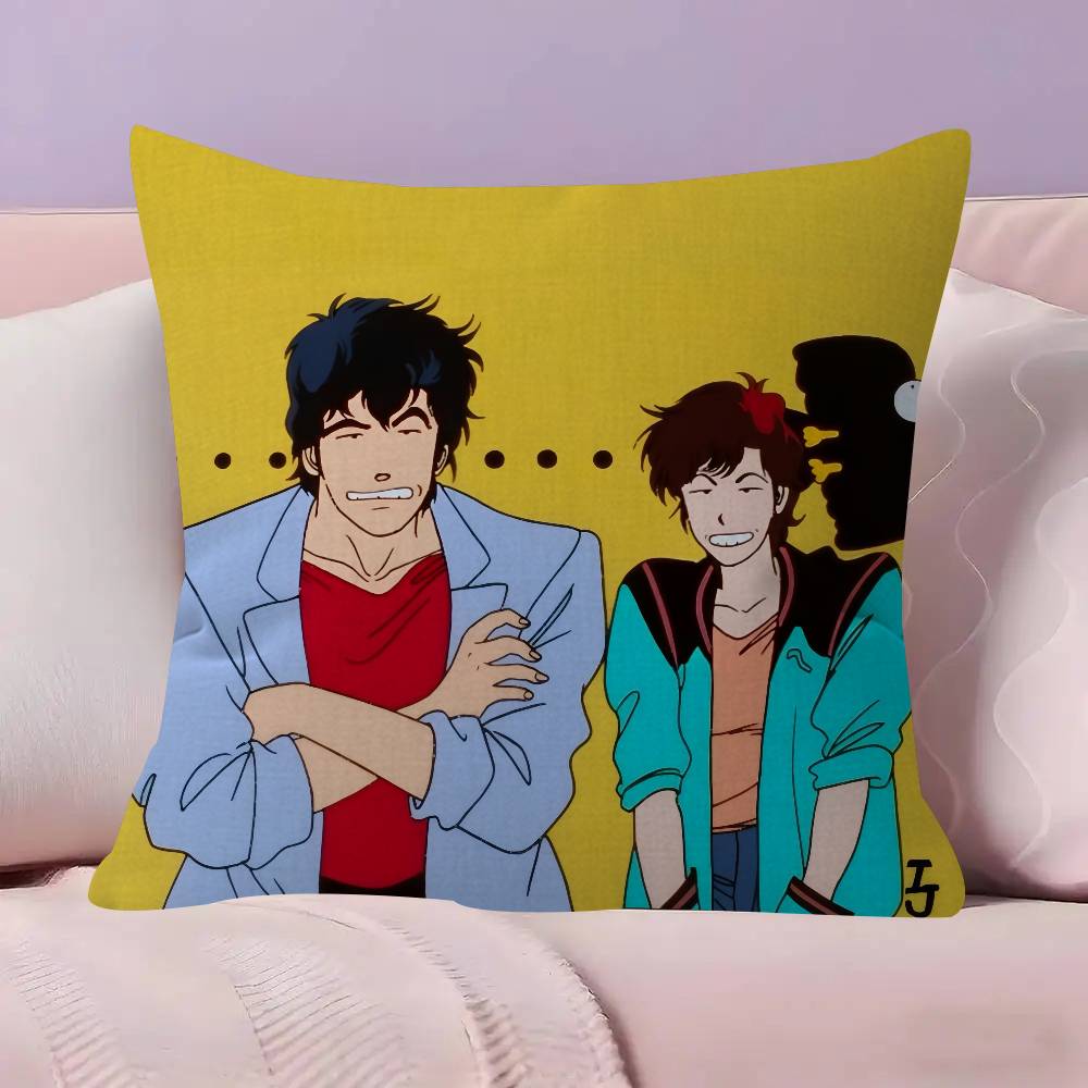 C-City Hunter P-Private Eyes Pillow Covers Cartoon Sofa Decorative Home Double-Sided Printing Short Plush Cute Cushion Cover