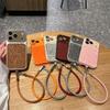 Luxury Wrist Strap Leather Lanyard Leopard Pattern Phone Case For iPhone 17 16 15 14 Pro Max 17Pro Full Lens Protection Cover